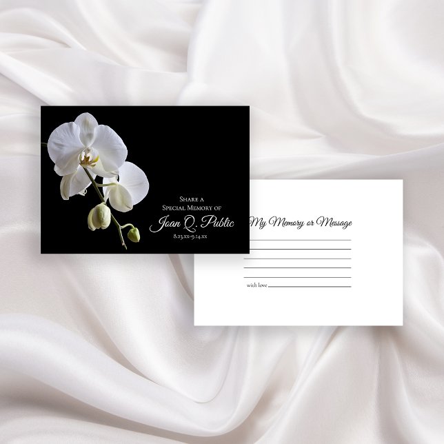 Tarjeta Pequeña Orquídea blanca en negro comparte un funeral de me (Subido por el creador)