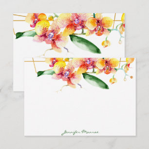 Tarjeta Pequeña Orquídeas rojas y amarillas personalizadas
