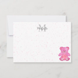 Tarjeta Pequeña Osito Bebé Adorable en Rosa Personalizado 