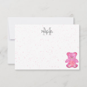 Tarjeta Pequeña Osito Bebé Mono En Rosa Personalizado