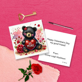Tarjeta Pequeña Osito Cachorro Femenino Mío para San Valentín en e