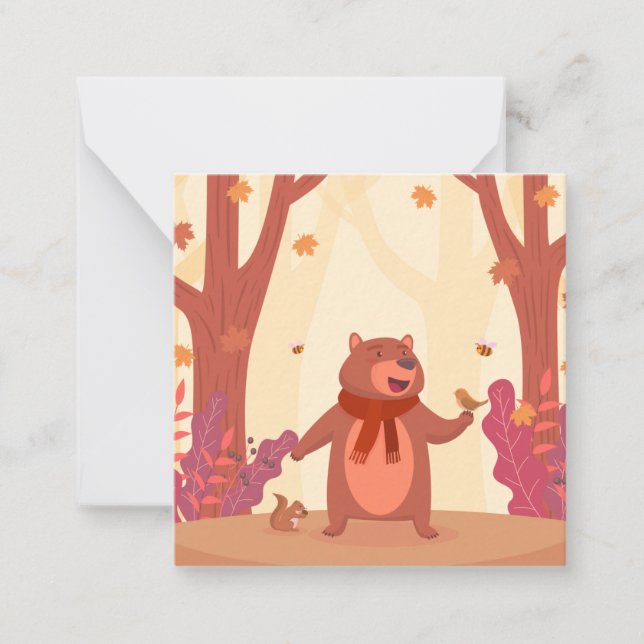 Tarjeta Pequeña Oso de caída (Anverso)