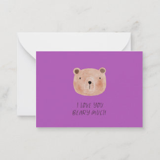 Tarjeta Pequeña Oso de peluche amante cariñoso