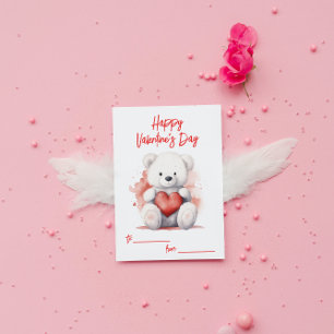 Tarjeta Pequeña Oso de peluche blanco día de San Valentín
