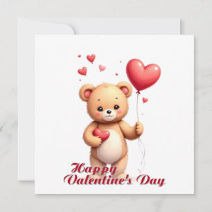 Tarjeta Pequeña Oso de peluche lindo con corazón – Feliz día de Sa