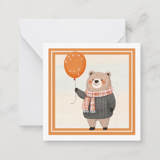 Tarjeta Pequeña Oso de sudadera de plástico gris con funda de plás (Anverso)