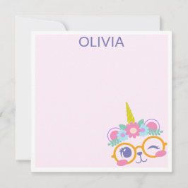 Tarjeta Pequeña Oso kawaii lindo unicornio cara con corona de flor