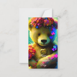 Tarjeta Pequeña Oso lindo con niños del corazón valentina