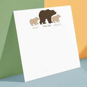 Tarjeta Pequeña Oso Mamá Personalizado Con 2 Nombres De Hijos Rega