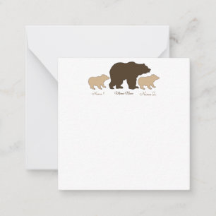 Tarjeta Pequeña Oso Mamá Personalizado Con 2 Nombres De Hijos Rega