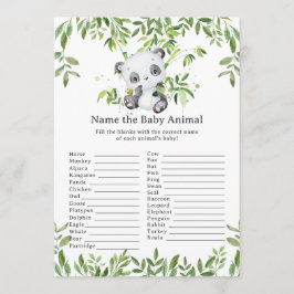 Tarjeta Pequeña Oso Panda Lindo Vegetación Nombre Juego De Bebé An