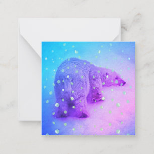 Tarjeta Pequeña Oso Polar Pequeño poniéndose la cabeza en la nieve