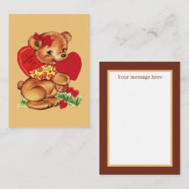 Tarjeta Pequeña oso retro vintage de San Valentín añadir sentimien