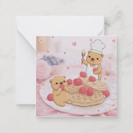Tarjeta Pequeña Osos de peluche y waffles