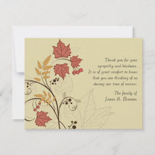 Tarjeta Pequeña Otoño deja a Bereavement Gracias Notecard