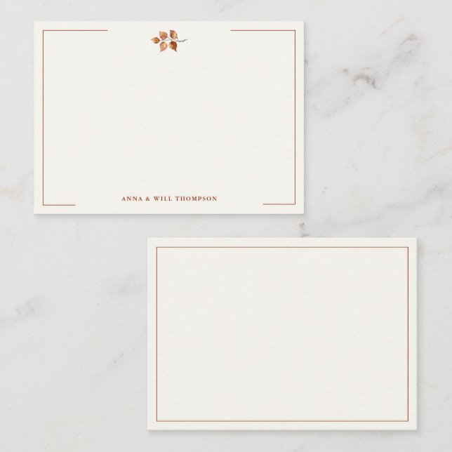 Tarjeta Pequeña Otoño Sale Terracotta Pareja Elegante De Bodas (Anverso / Reverso)