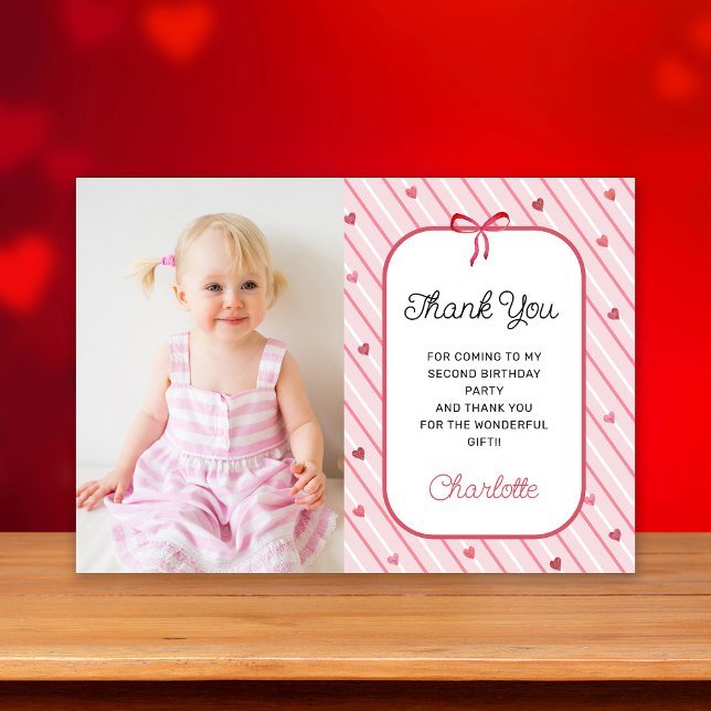 Tarjeta Pequeña Our Little Sweetheart Photo Birthday Thank You (Subido por el creador)
