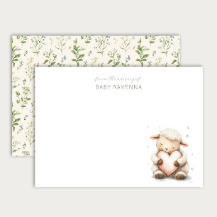 Tarjeta Pequeña Oveja Linda Abraza Corazón Guardería de Animales d