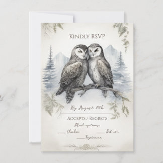 Tarjeta Pequeña Owl Love Rustic RSVP