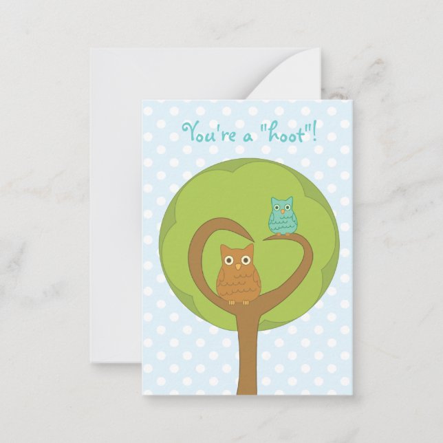 Tarjeta Pequeña Owl Valentines (Anverso)