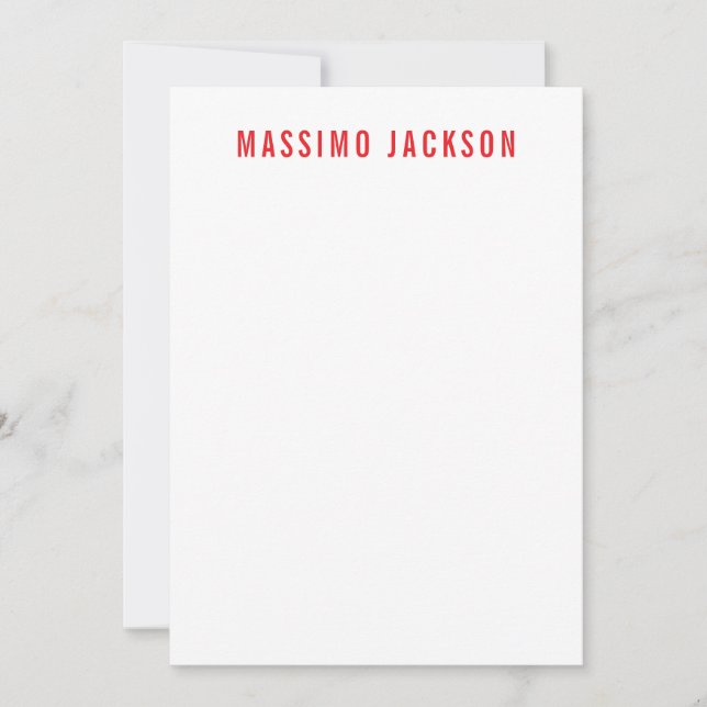 Tarjeta Pequeña Own Name Decorative Chic Plain Simple Red White (Anverso)