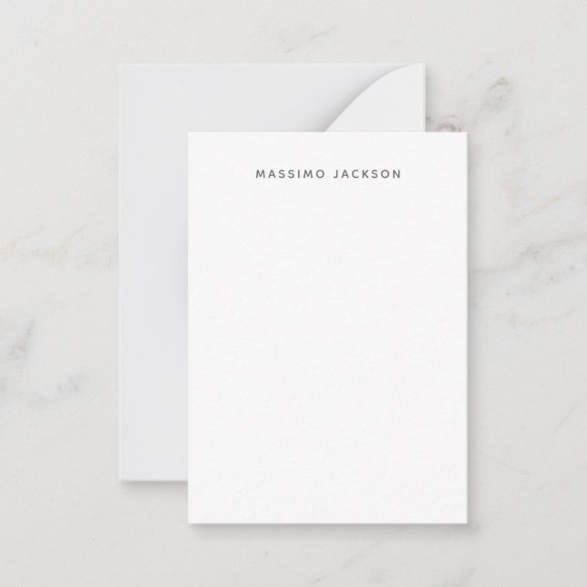 Tarjeta Pequeña Own Name Minimalist Modern Plain Black White (Anverso)
