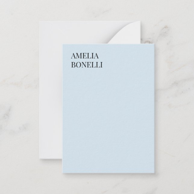 Tarjeta Pequeña Own Name Modern Minimalist Professional Plain Blue (Anverso)