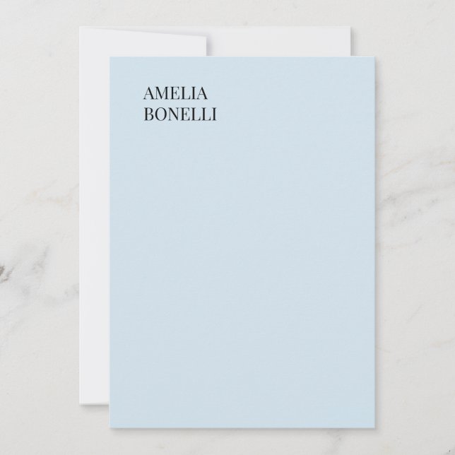 Tarjeta Pequeña Own Name Modern Minimalist Professional Plain Blue (Anverso)
