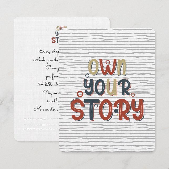 Tarjeta Pequeña Own Your Story – Inspirational Typography Design (Anverso / Reverso)