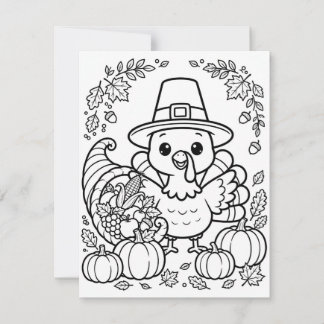 Tarjeta Pequeña Páginas para colorear del Día de Acción de Gracias