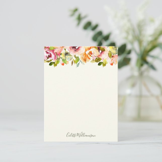 Tarjeta Pequeña País Rústico de acuarela floral personalizada (Anverso de pie)