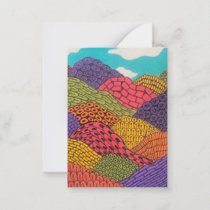 Tarjeta Pequeña Paisaje abstracto curvo y flexible con lápiz de co