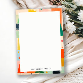 Tarjeta Pequeña Paisaje abstracto de Navidad retro audaz y colorid