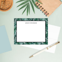 Paisaje de hoja de palma tropical con monograma