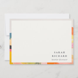Tarjeta Pequeña Paisaje de montaña abstracto boho rosa azul naranj