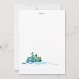 Tarjeta Pequeña Paisaje de Pinos Acuarelas