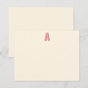 Tarjeta Pequeña Paisaje inicial de monograma retro rosa y naranja