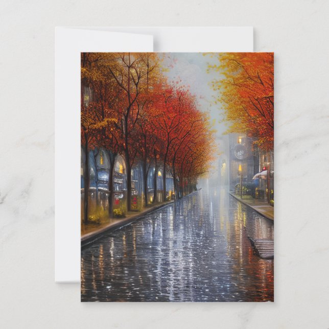 Tarjeta Pequeña Paisajes otoñales con lluvias y follaje tienen una (Anverso)