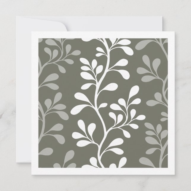 Tarjeta Pequeña Paisley Waltz Dark Green Minimal Modern Botanical (Anverso)