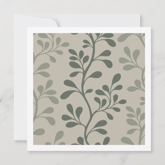 Tarjeta Pequeña Paisley Waltz Green Silhouette Minimal Botanical (Anverso)