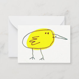 Tarjeta Pequeña Pájaro Amarillo Divertido Doodle