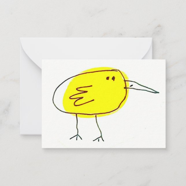 Tarjeta Pequeña Pájaro Amarillo Divertido Doodle  (Anverso)