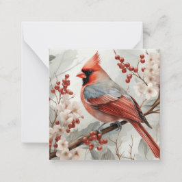 Tarjeta Pequeña Pájaro del Cardenal Rojo de color acuarela en una