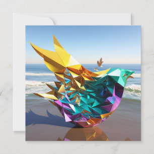 Tarjeta Pequeña Pájaro marino de origami de 5 dimensiones