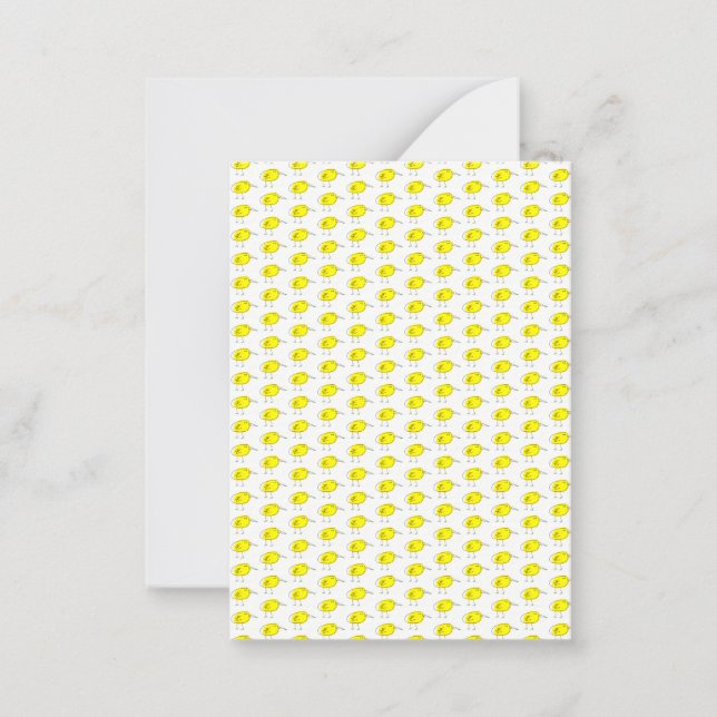 Tarjeta Pequeña Pájaros Amarillos Divertidos Doodle (Anverso)
