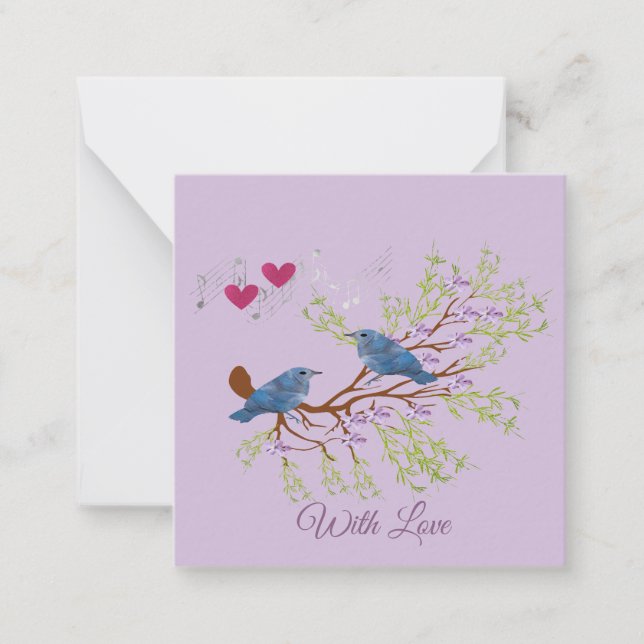 Tarjeta Pequeña Pájaros del amor (Anverso)