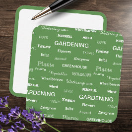Tarjeta Pequeña Palabras de jardinería Patrón Elegante Jardín Verd