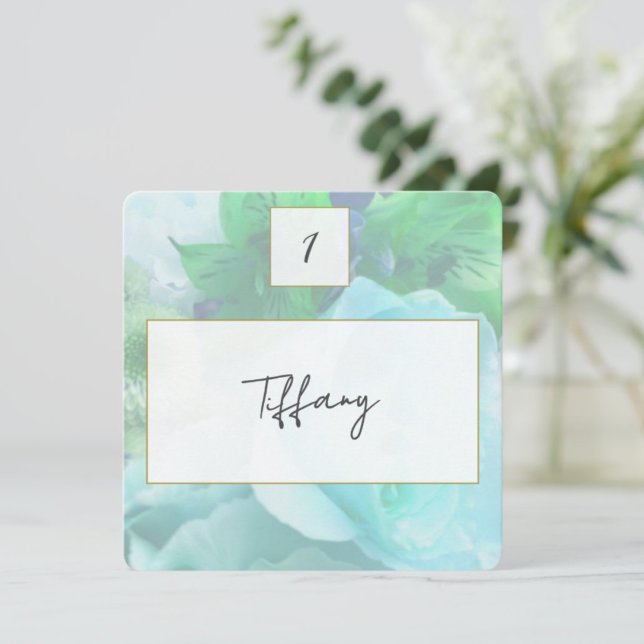 Tarjeta Pequeña Pale Teal Rose Place Setting Card (Subido por el creador)