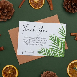 Tarjeta Pequeña Palm acuarela Novia Fiesta de Bachelorette Gracias