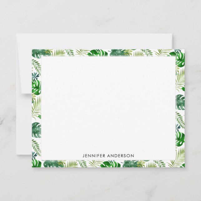 Tarjeta Pequeña Palm Monstera Verde Tropical Deja Selva Safari (Anverso)